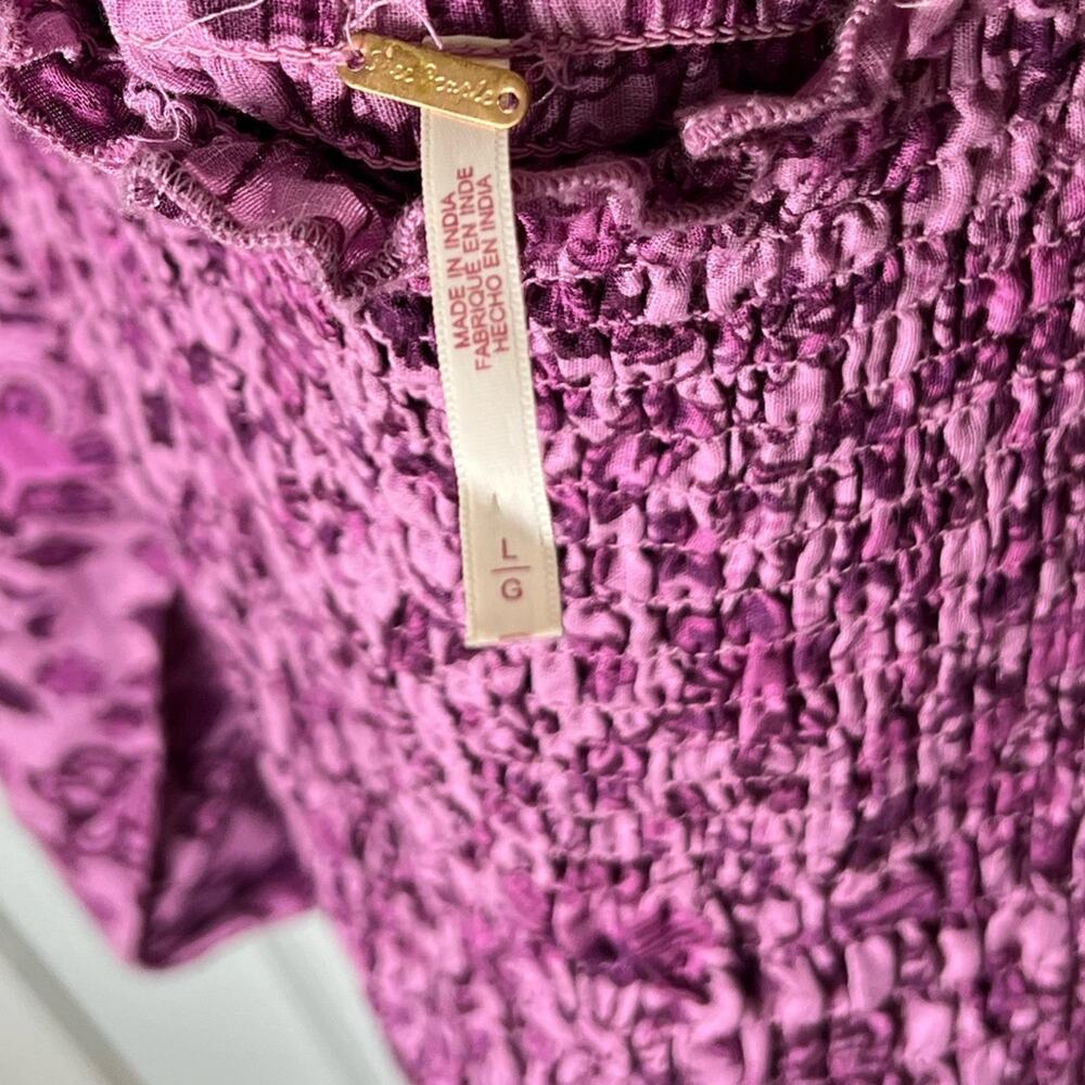 Free People Smock It To Me Mini Dress L Azalea Combo - Picture 9 of 9
